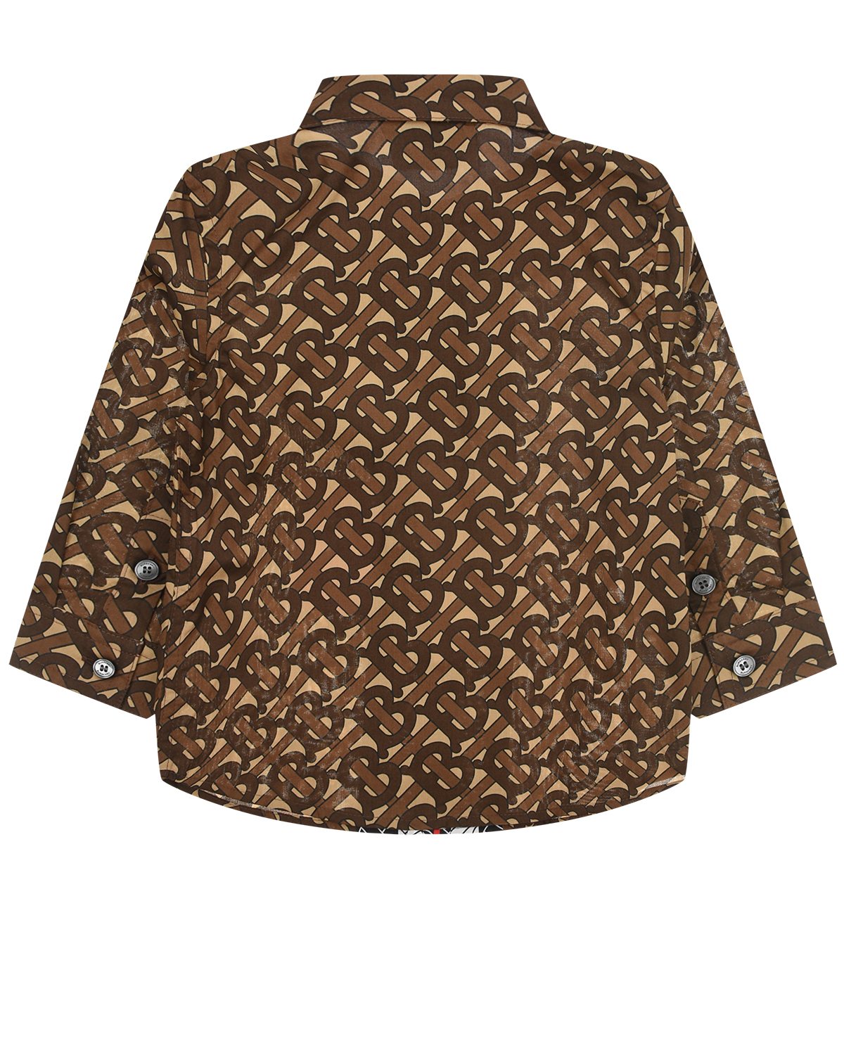 Коричневая рубашка с принтом-монограммой Burberry детская, размер 68, цвет коричневый - фото 2