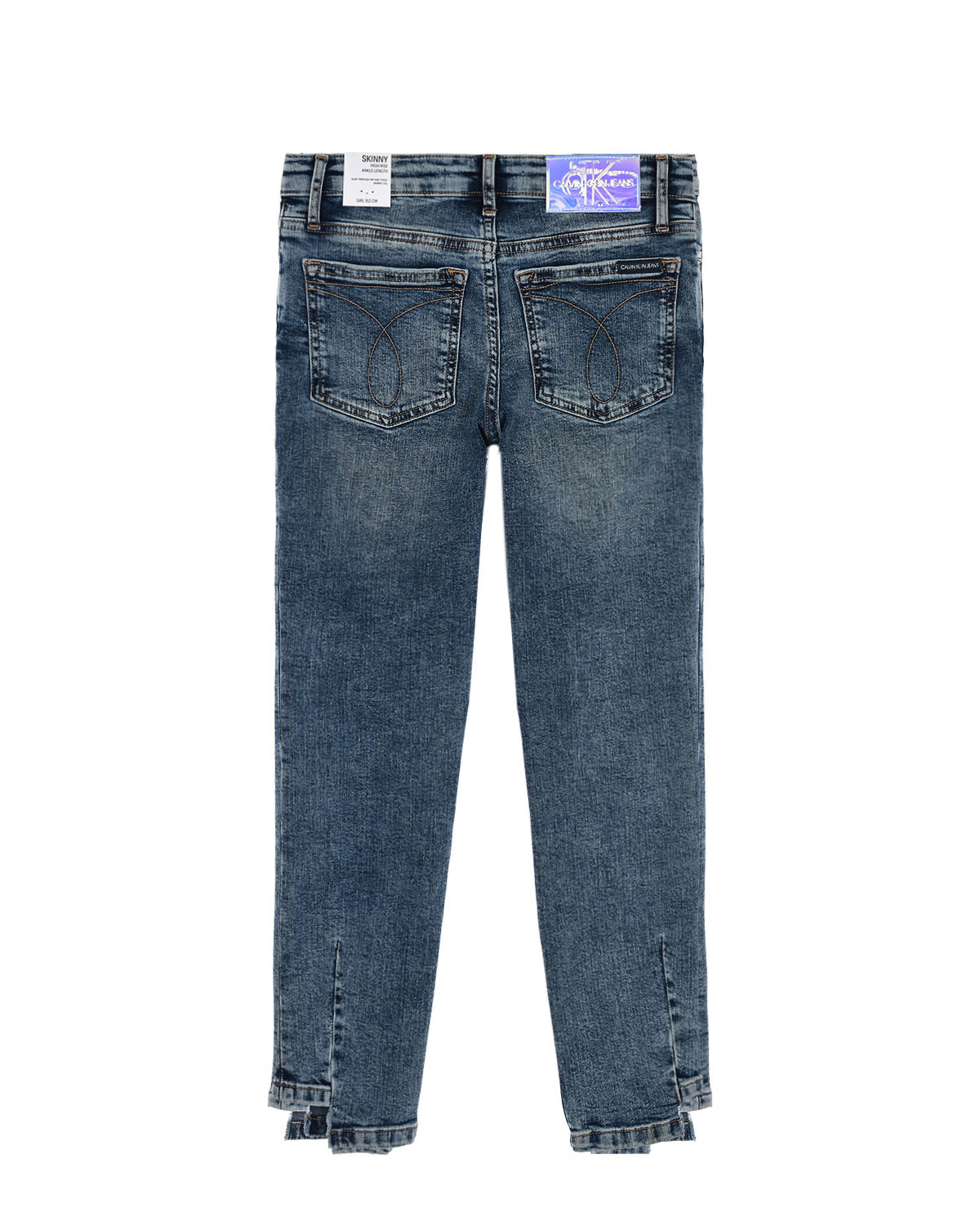 Синие джинсы с асимметричным низом Calvin Klein детские, размер 176, цвет синий - фото 2