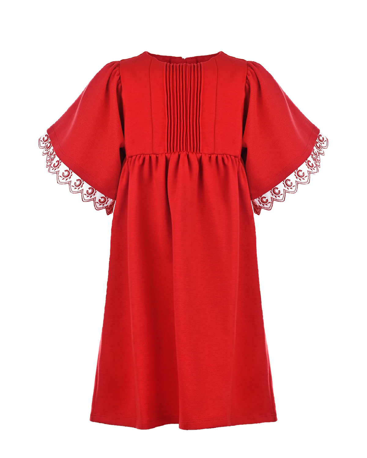 Красное платье с вышитой отделкой рукавов Chloe детское, размер 116, цвет красный - фото 1