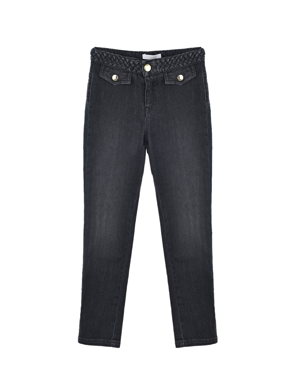 Черные джинсы с плетеным поясом Chloe детские, размер 128, цвет черный - фото 1