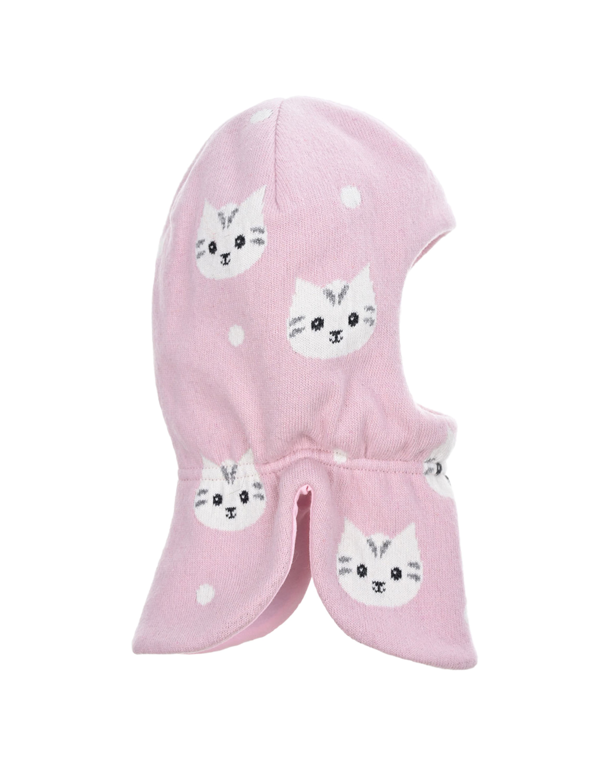 Розовая шапка-шлем с принтом "кошки" Chobi детская, размер 44/46, цвет розовый