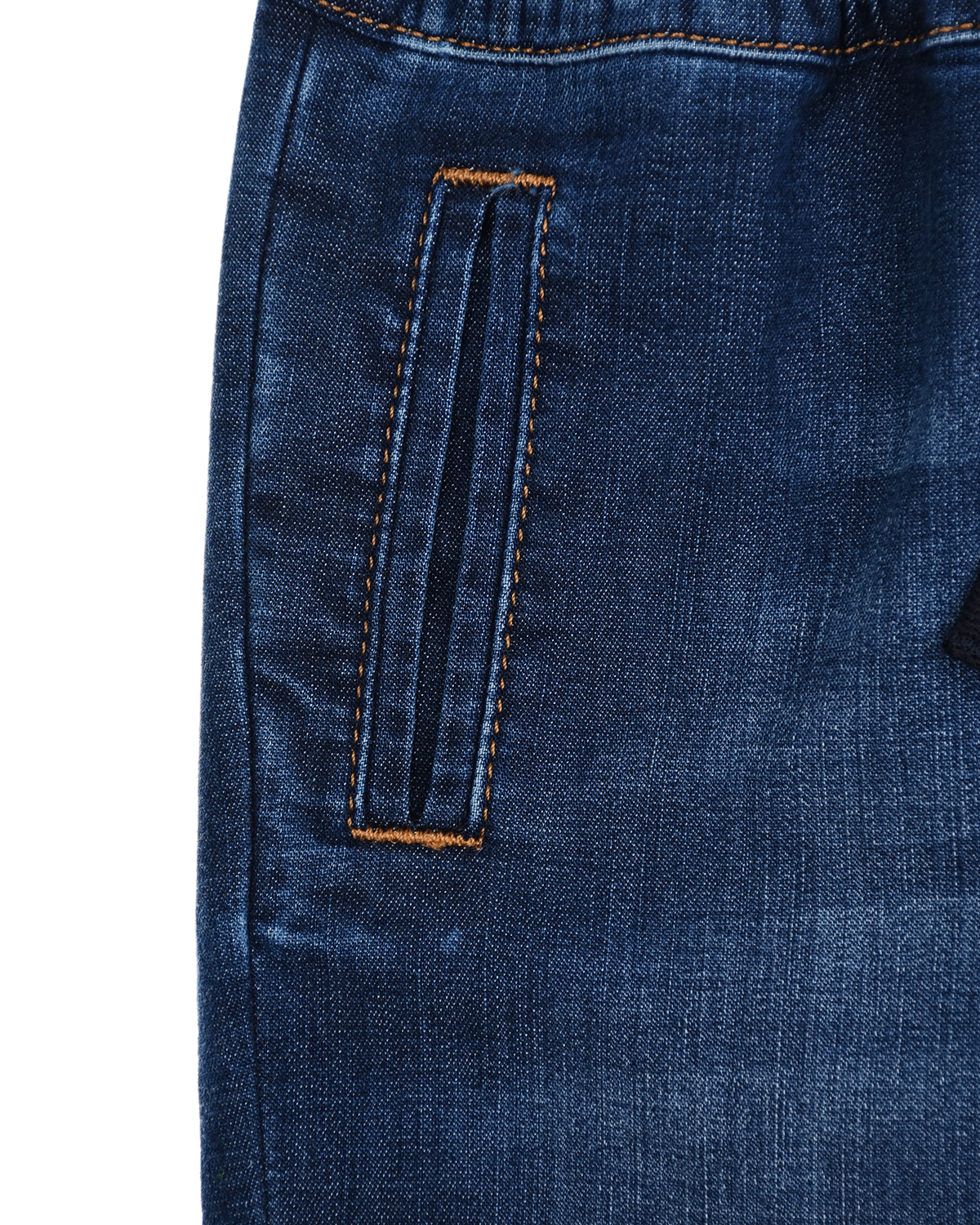 Синие джинсы с поясом на резинке Dolce&Gabbana детские, размер 80, цвет нет цвета - фото 3
