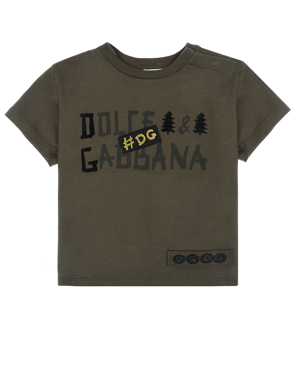 Серая футболка с логотипом Dolce&Gabbana детская, размер 80, цвет хаки - фото 1