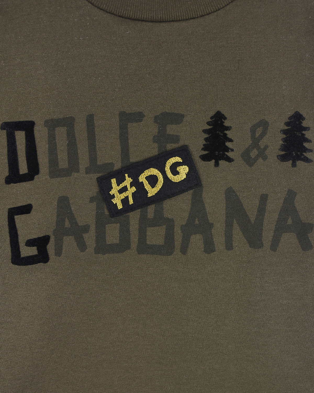 Серая футболка с логотипом Dolce&Gabbana детская, размер 80, цвет хаки - фото 3
