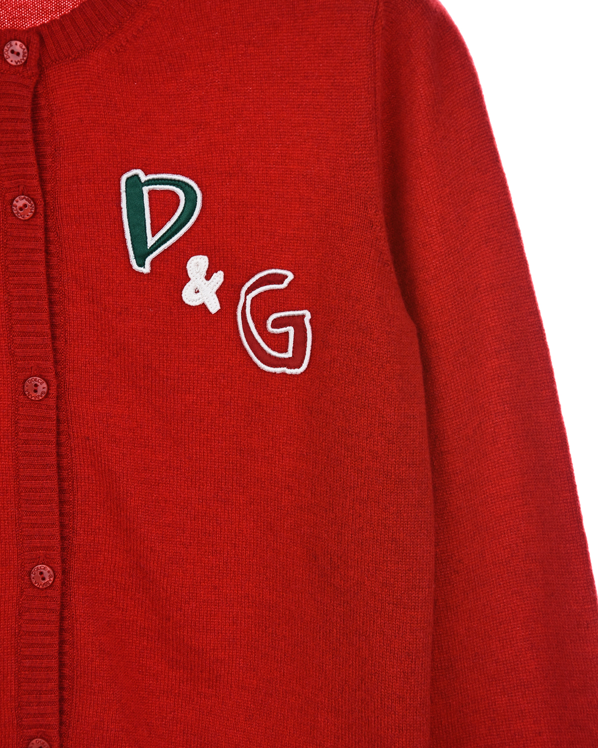 Красная кофта с патчами Dolce&Gabbana детская, размер 128, цвет красный - фото 4