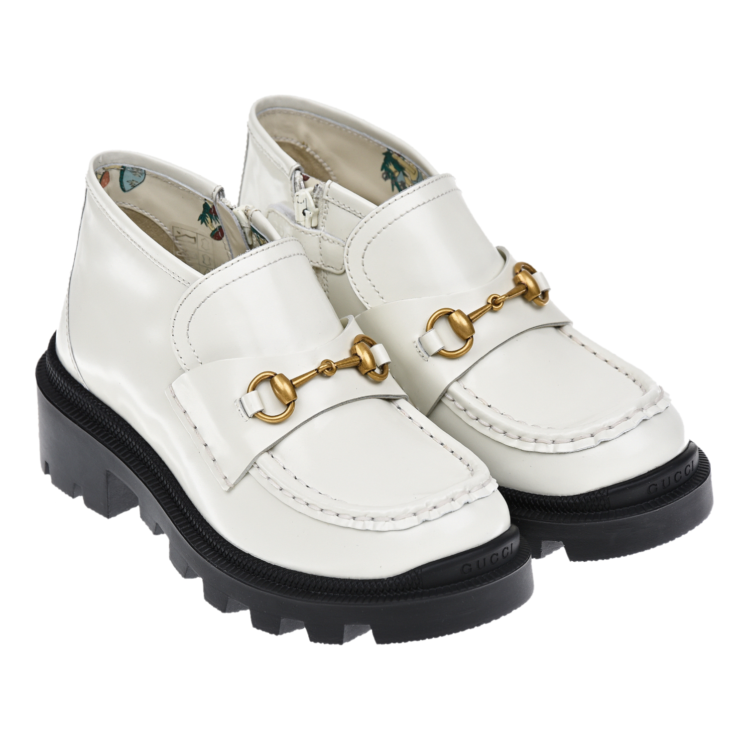 Белые ботинки из кожи с декором Horsebit GUCCI детские, размер 31, цвет белый