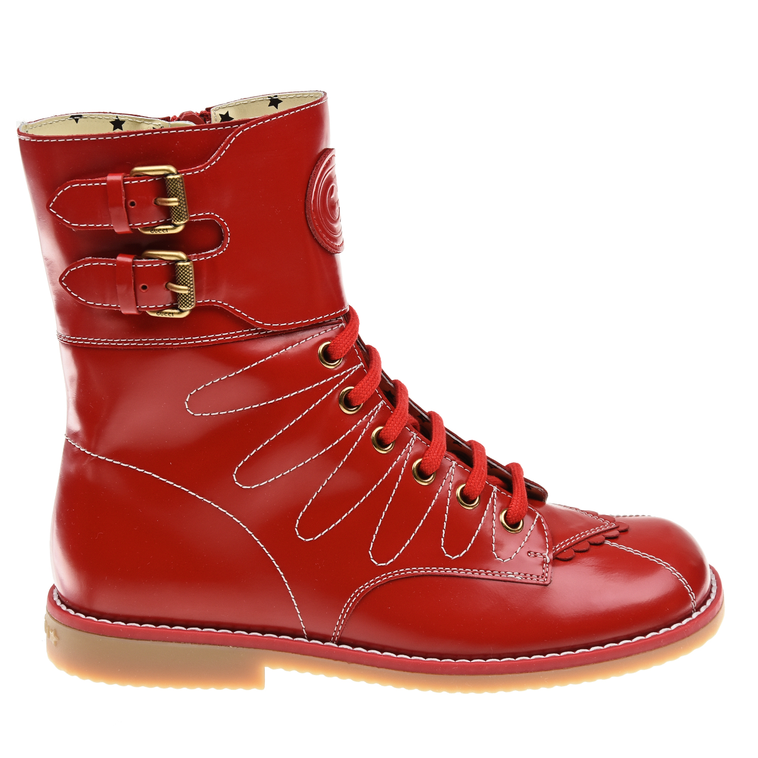 Красные ботинки из кожи GUCCI детские, размер 37, цвет красный - фото 2