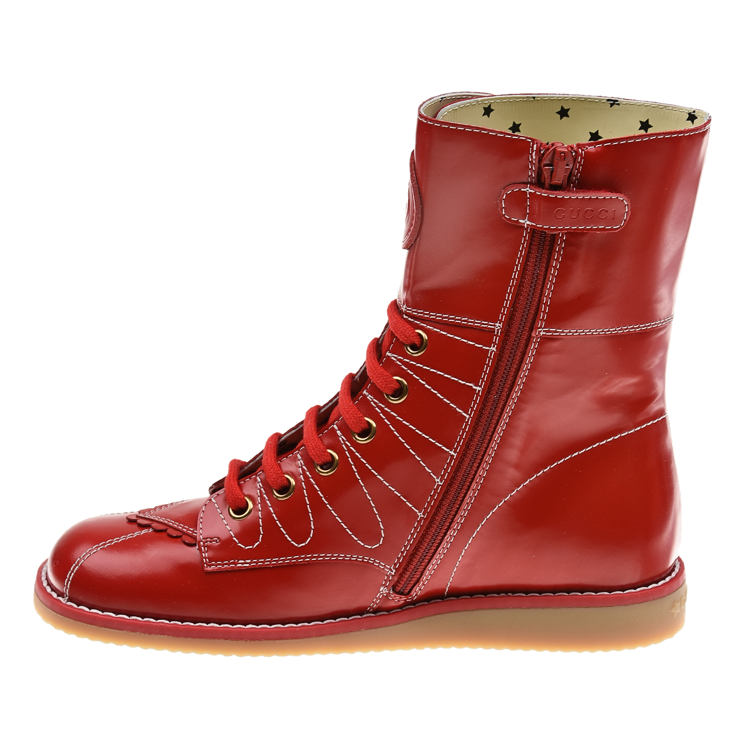 Красные ботинки из кожи GUCCI детские, размер 37, цвет красный - фото 4