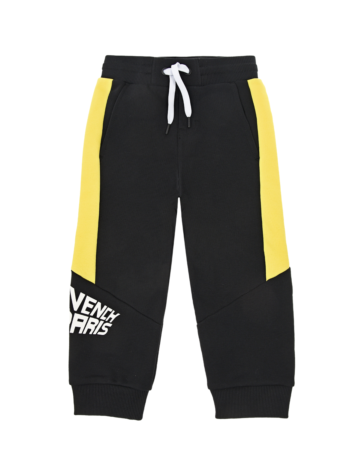 Черные спортивные брюки с желтыми вставками Givenchy детские, размер 104, цвет черный - фото 1