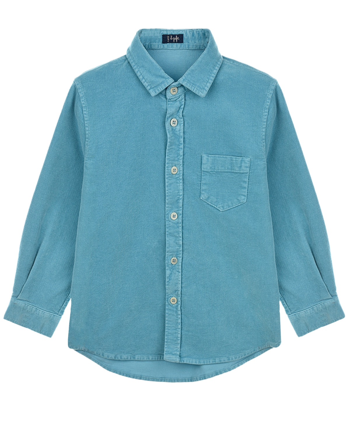 Голубая рубашка из вельвета IL Gufo детская, размер 104, цвет голубой - фото 1