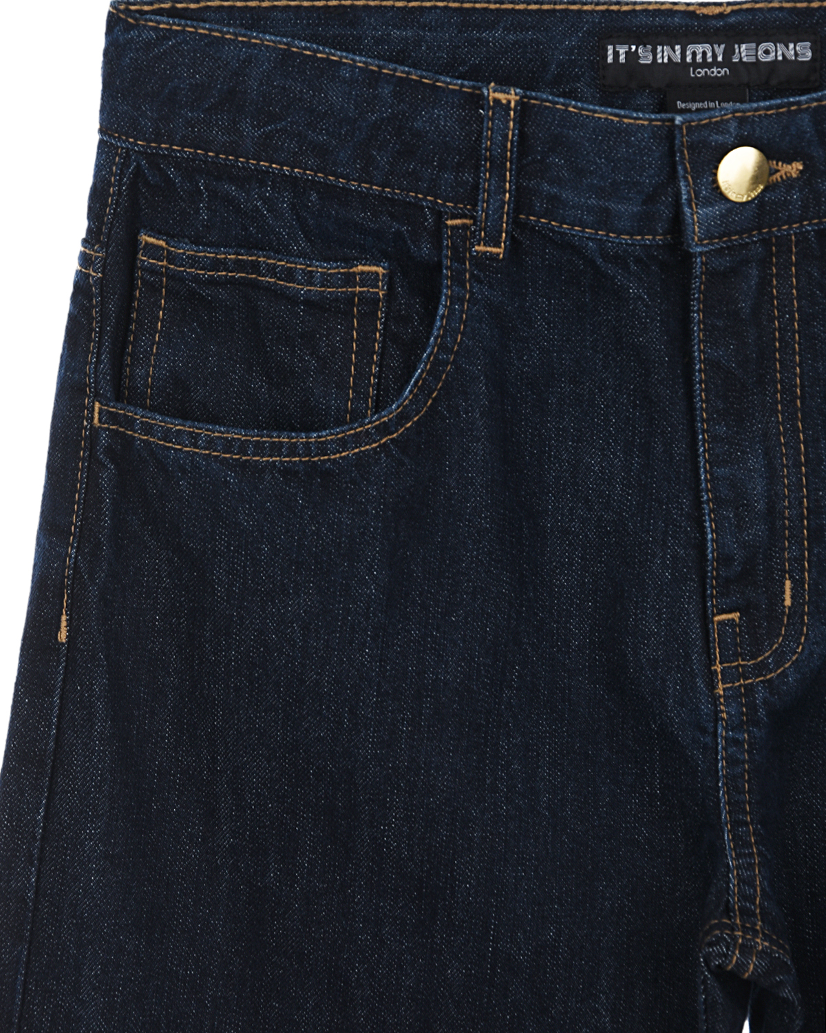 Однотонные джинсы с контрастной строчкой Its in my jeans детские, размер 140, цвет синий - фото 3
