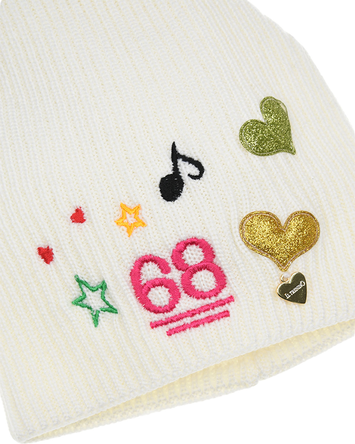 Белая шерстяная шапка с сердечками Il Trenino детская, размер 53, цвет белый - фото 3
