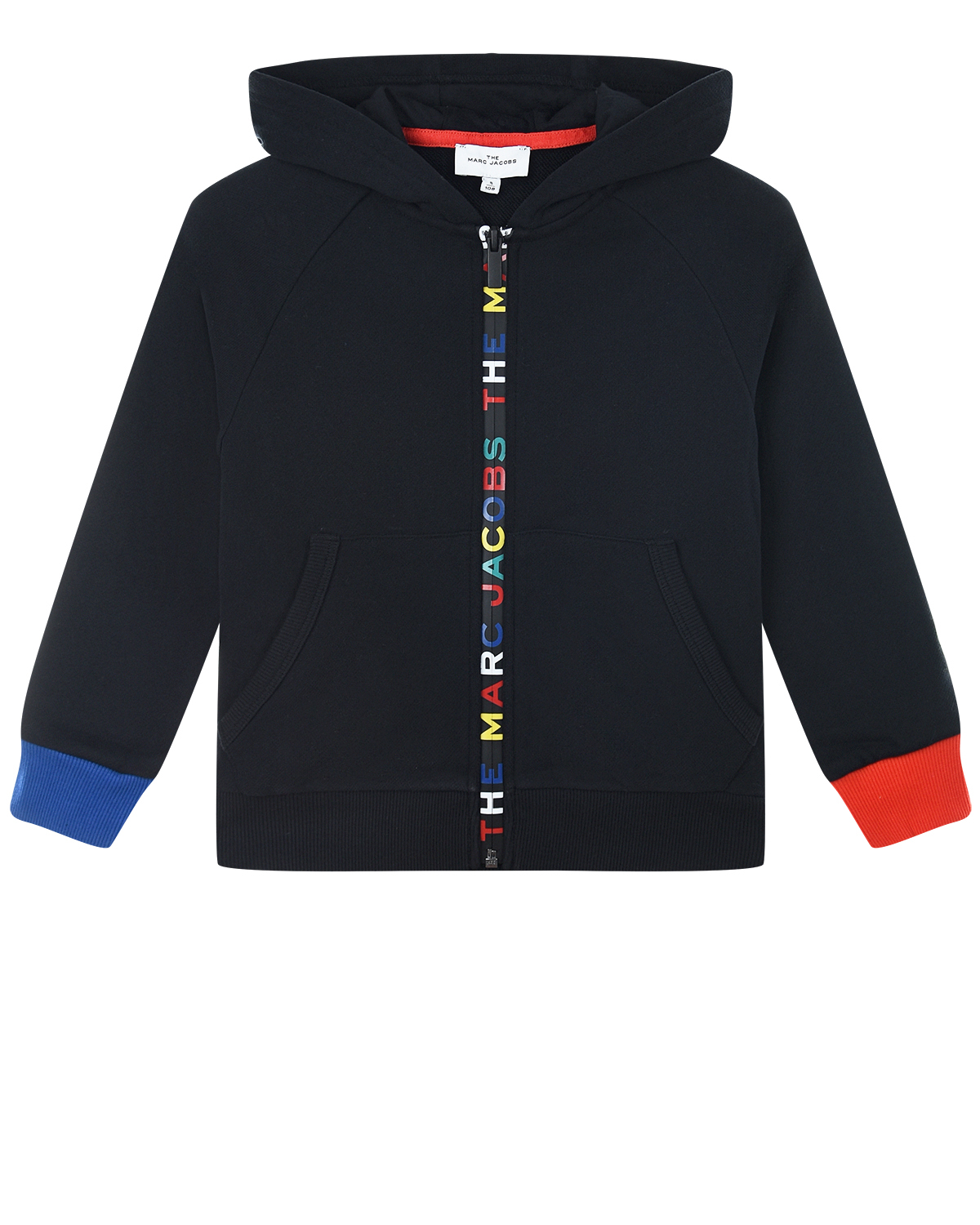 Черная спортивная куртка с разноцветными манжетами Little Marc Jacobs детская, размер 110 - фото 1