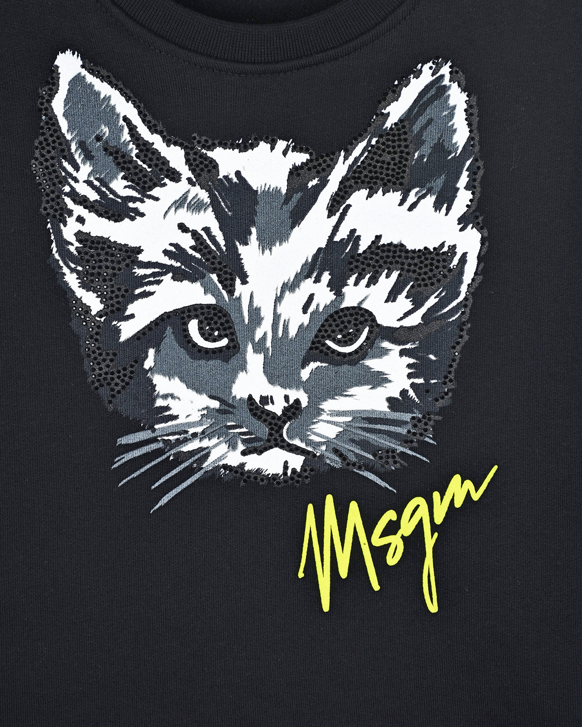 Черный свитшот с принтом "котенок" MSGM детский, размер 128 - фото 3