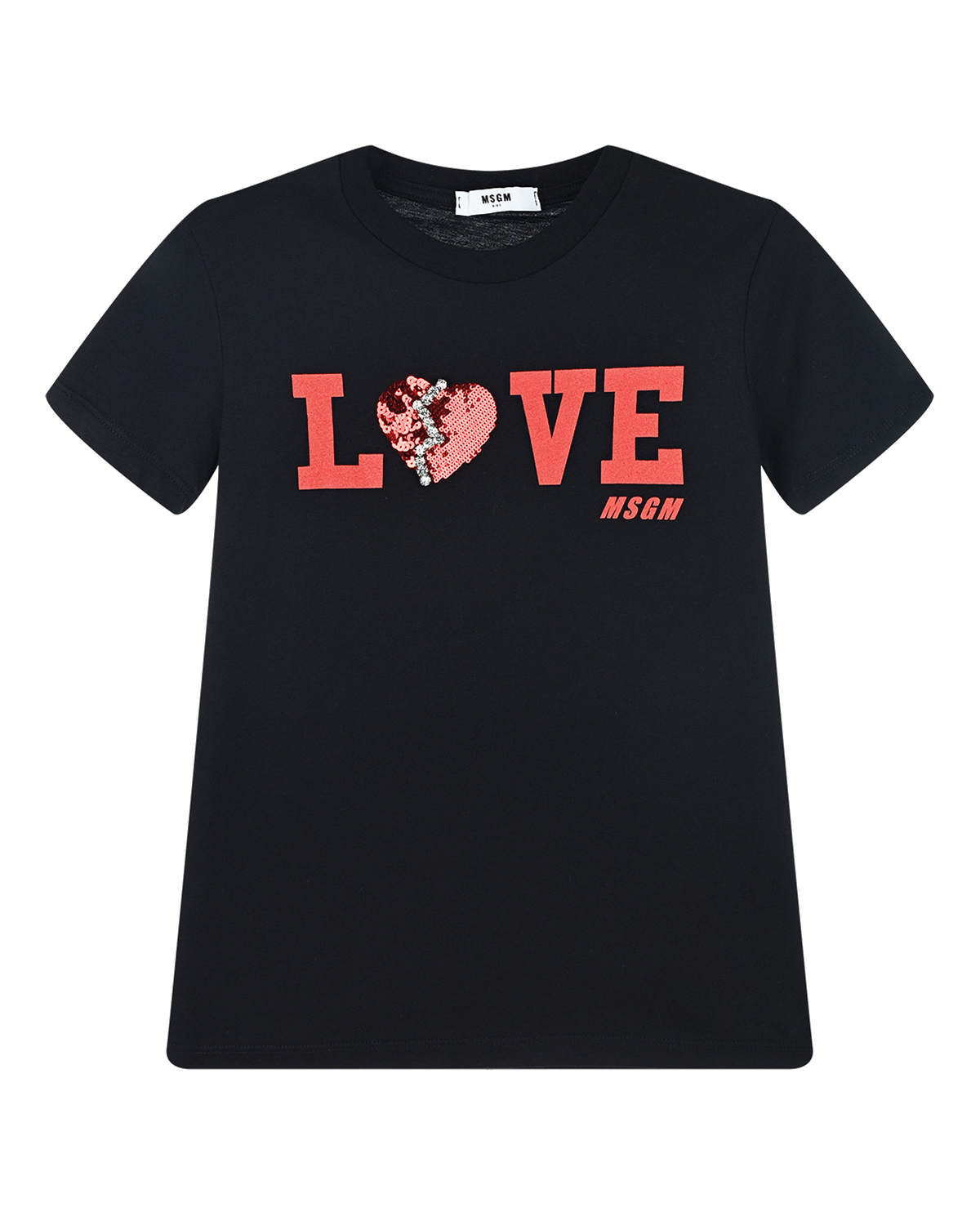 Черная футболка с принтом "Love" MSGM детская, размер 128, цвет черный - фото 1