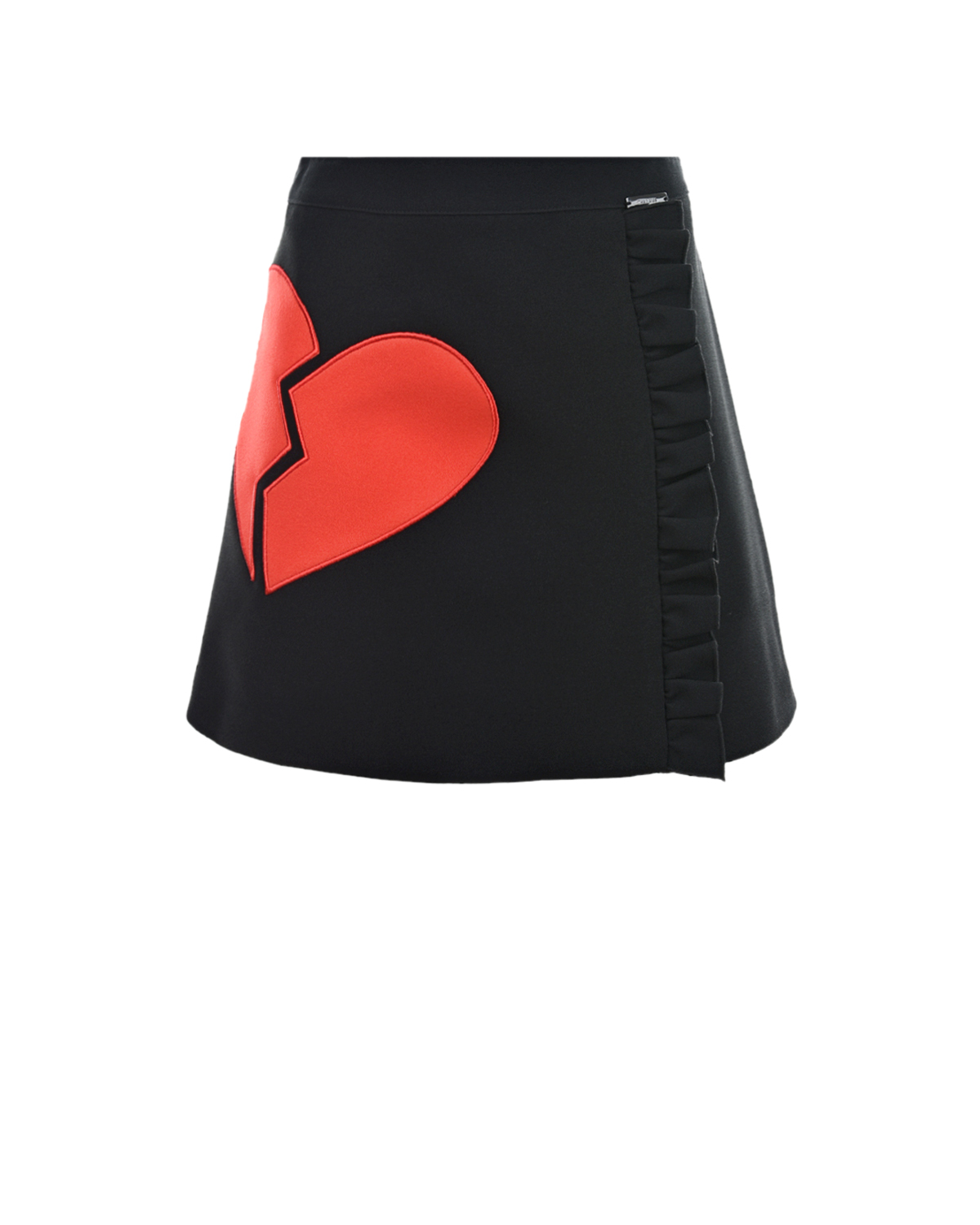 Юбка с аппликацией в форме сердца MSGM детская, размер 140, цвет черный - фото 1