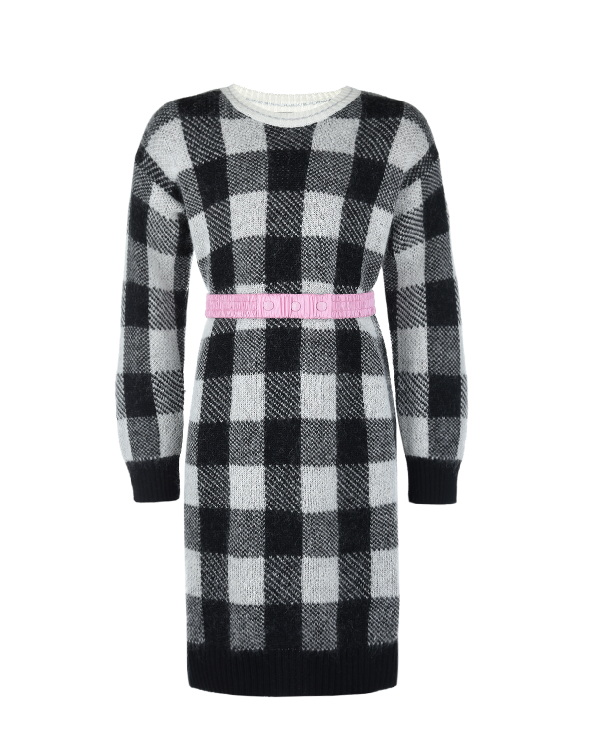 Шерстяное платье в клетку Moncler детское, размер 140, цвет черный - фото 1