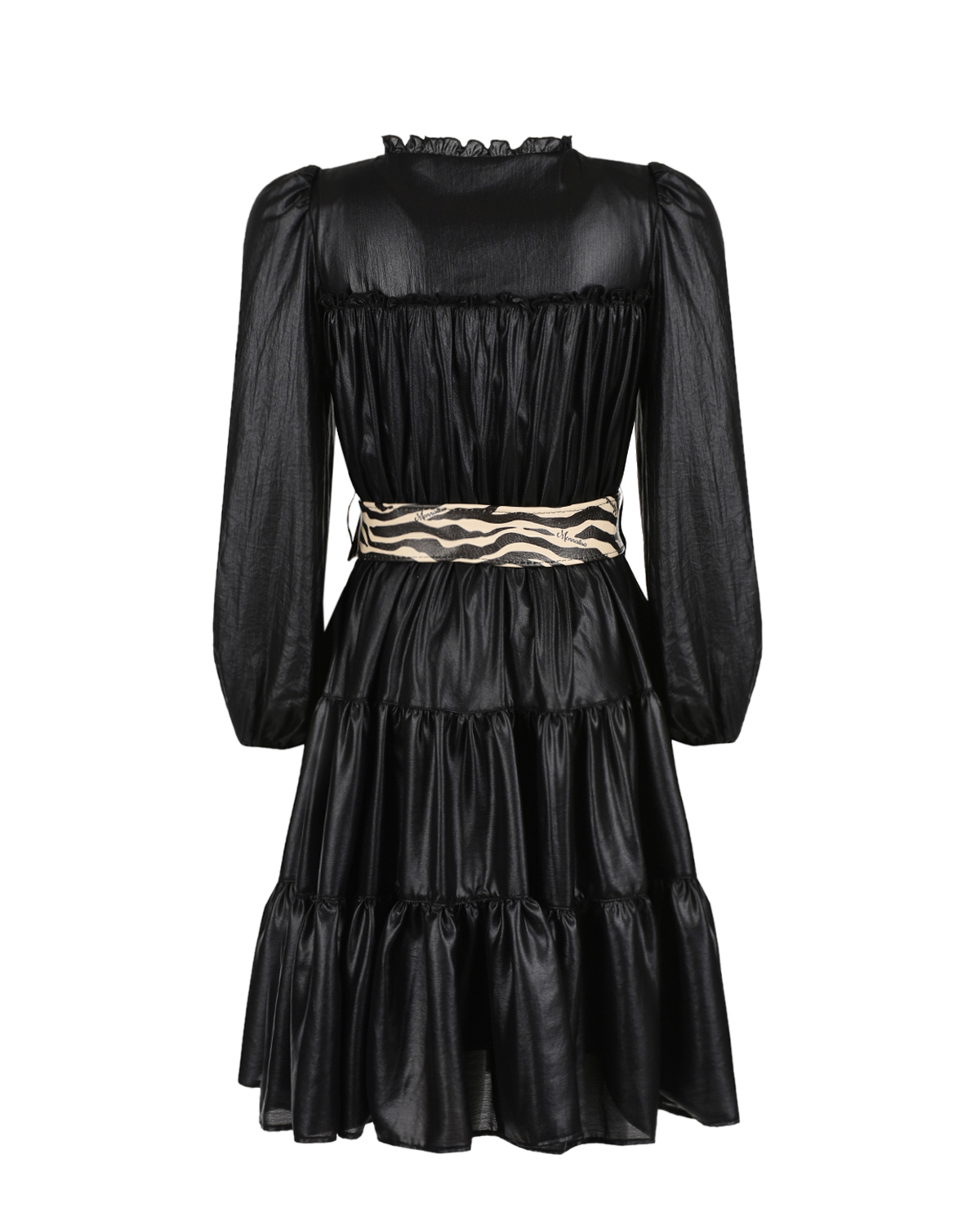 Черное платье из эко-кожи Monnalisa детское, размер 140, цвет черный - фото 2