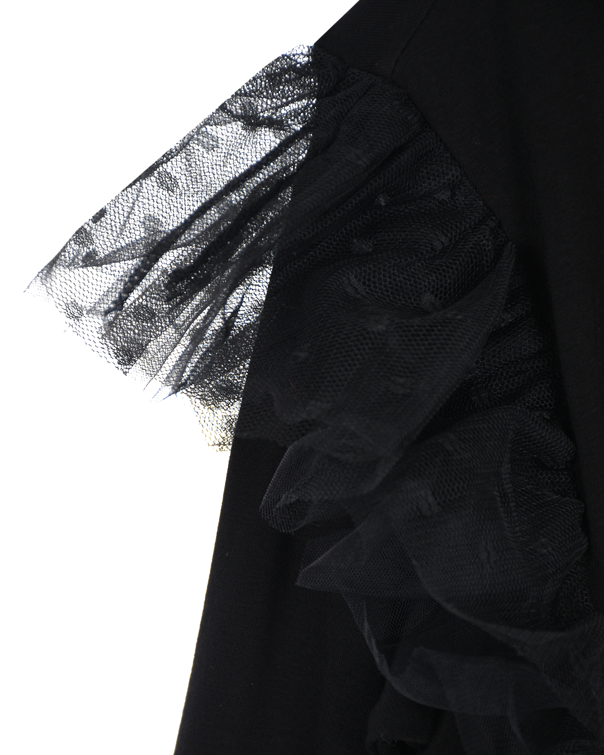 Черная толстовка с воланами на рукавах Monnalisa детская, размер 140, цвет черный - фото 4