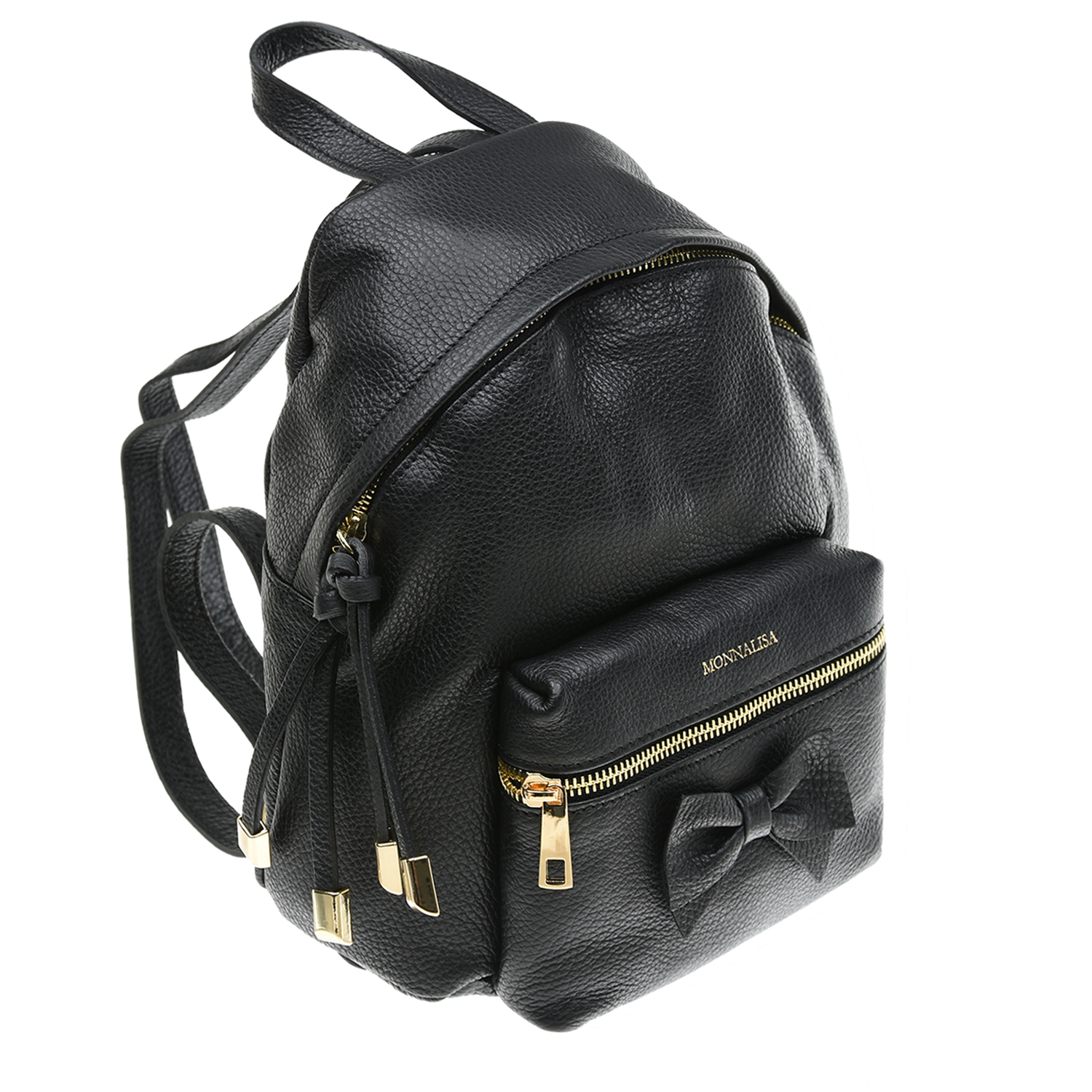 Черный рюкзак с бантом, 21х8х27 см Monnalisa детский, размер unica - фото 2