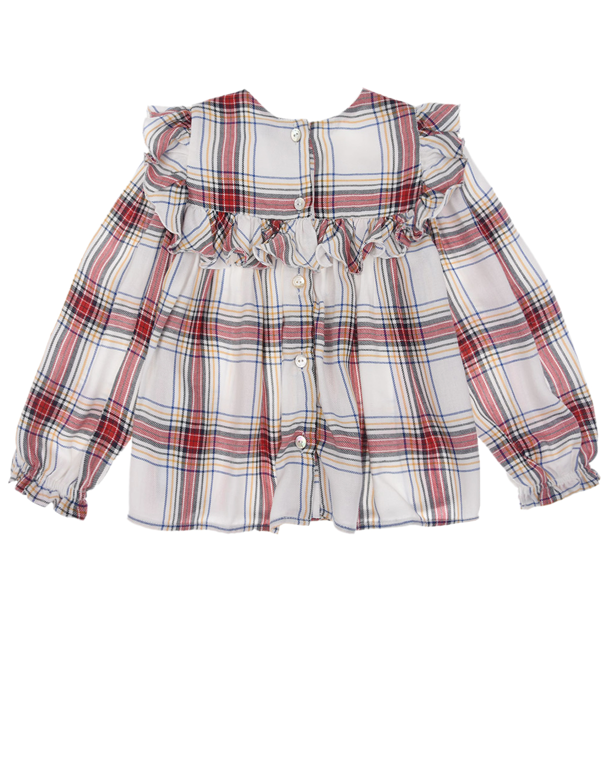 Клетчатая блуза с вязаным декором Monnalisa детская, размер 86, цвет мультиколор - фото 2