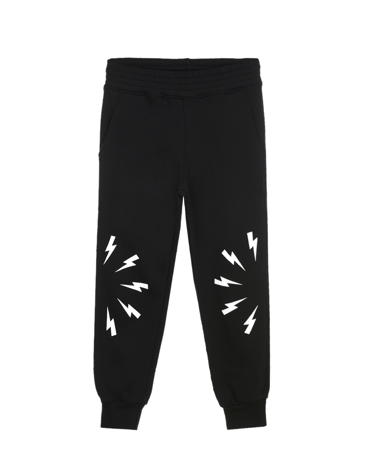Черные спортивные брюки с принтом "молнии" Neil Barrett детские, размер 140, цвет черный - фото 1