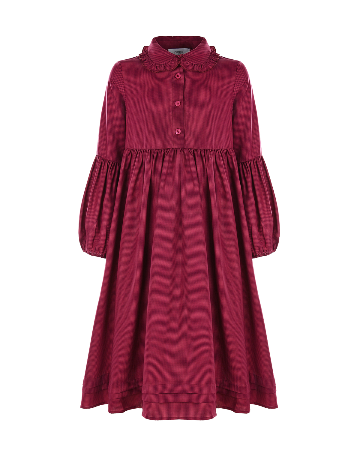Бордовое платье в мелкую клетку Paade Mode детское, размер 128, цвет розовый - фото 1