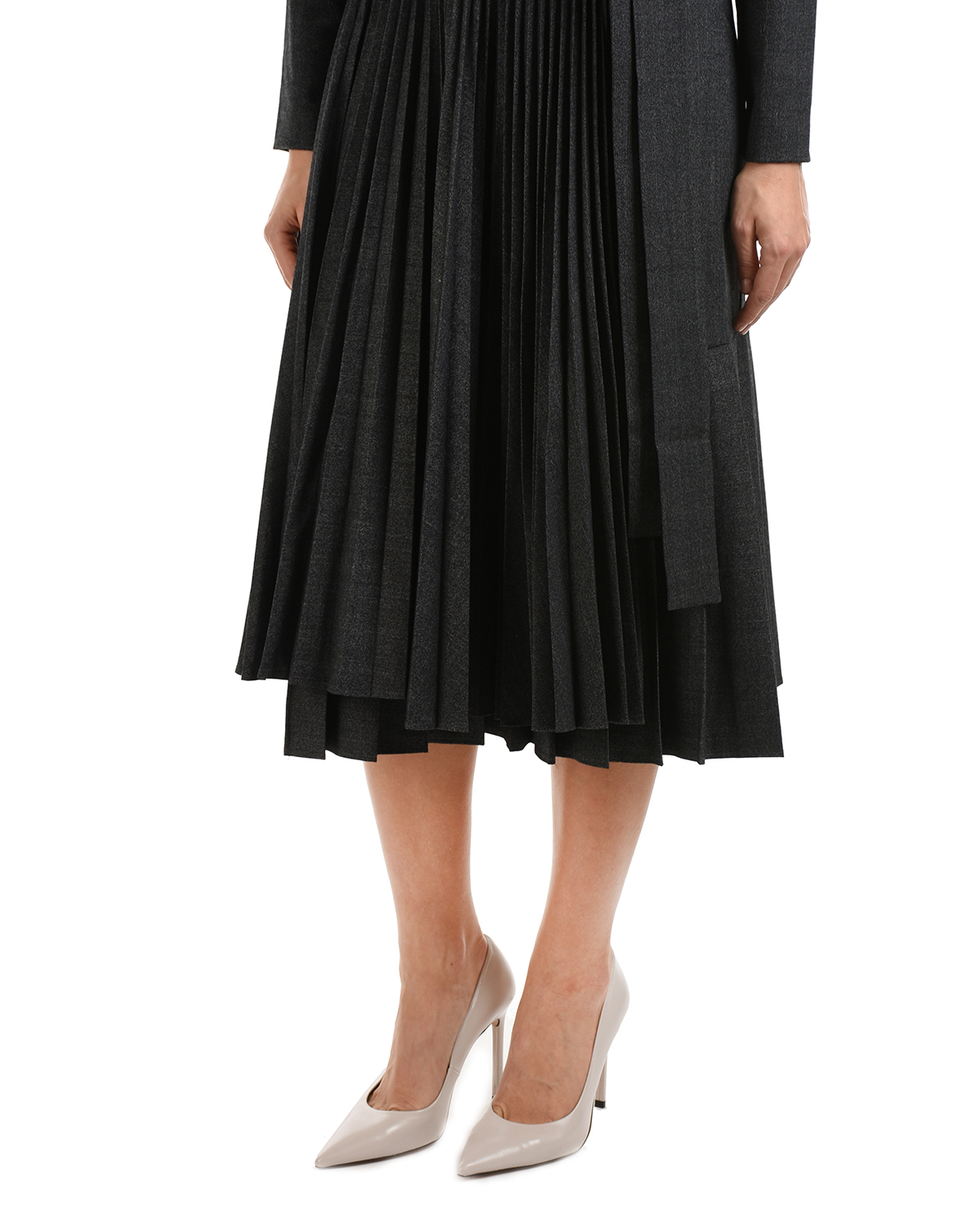 Темно-серое платье из смесовой шерсти Parosh, размер 40, цвет нет цвета - фото 9