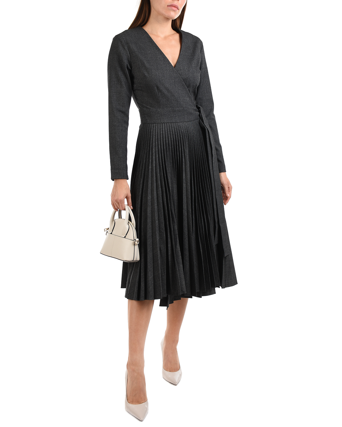 Темно-серое платье из смесовой шерсти Parosh, размер 40, цвет нет цвета - фото 2