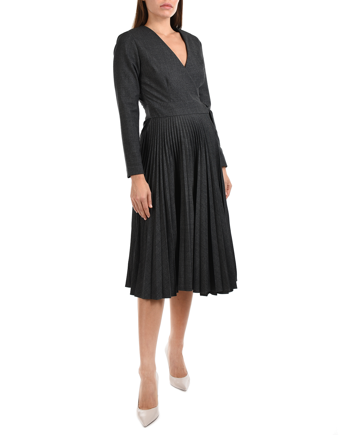Темно-серое платье из смесовой шерсти Parosh, размер 40, цвет нет цвета - фото 3