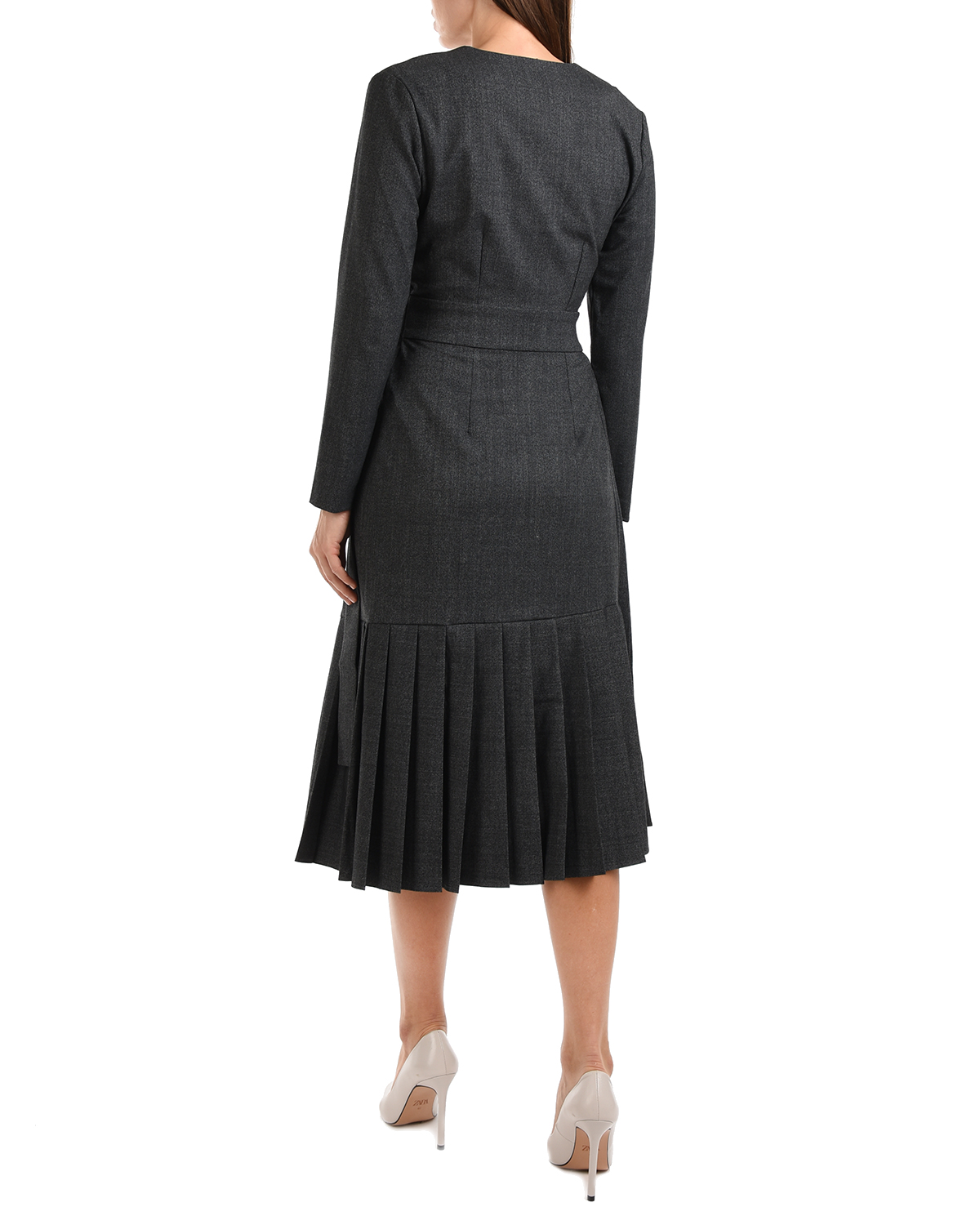 Темно-серое платье из смесовой шерсти Parosh, размер 40, цвет нет цвета - фото 4
