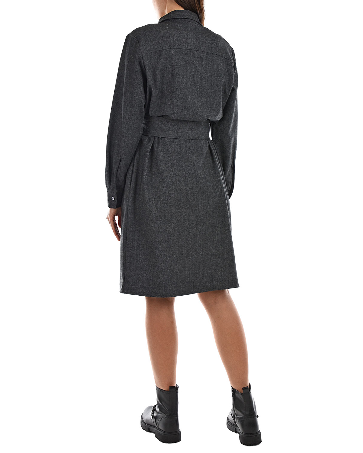 Темно-серое платье с поясом Parosh, размер 40, цвет нет цвета - фото 3
