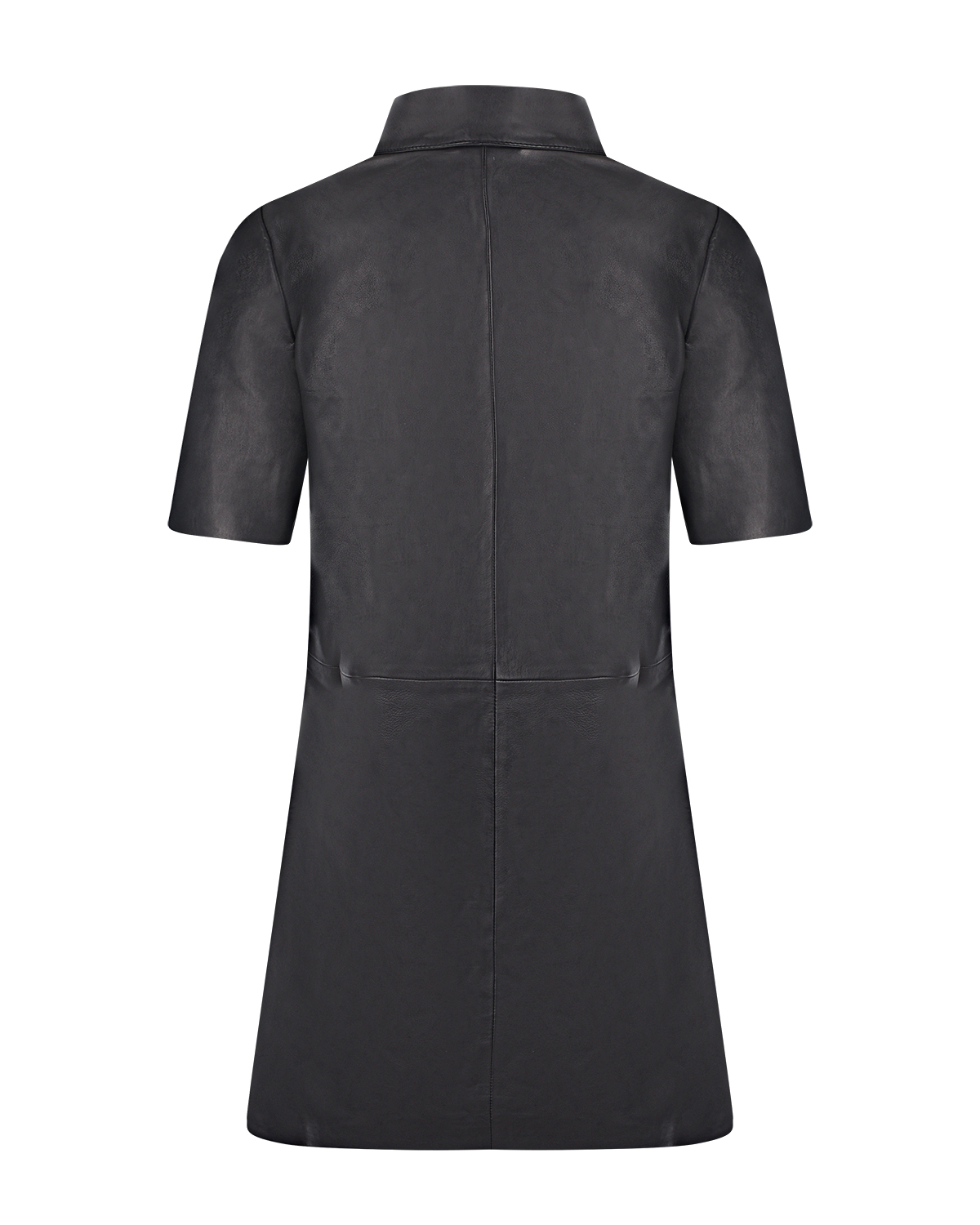 Короткое черное платье из кожи Parosh, размер 40, цвет черный - фото 5