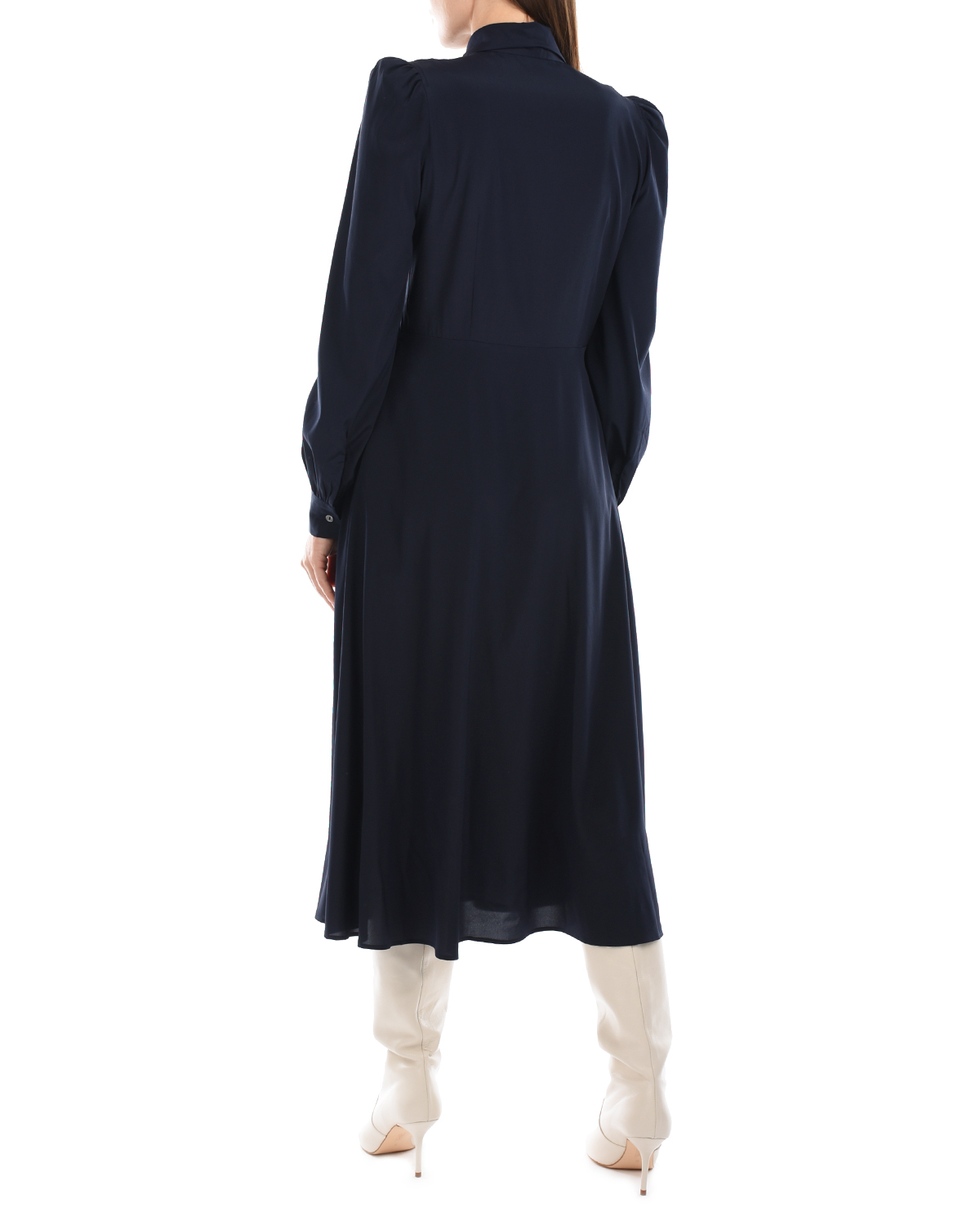 Темно-синее шелковое платье Parosh, размер 42, цвет нет цвета - фото 3