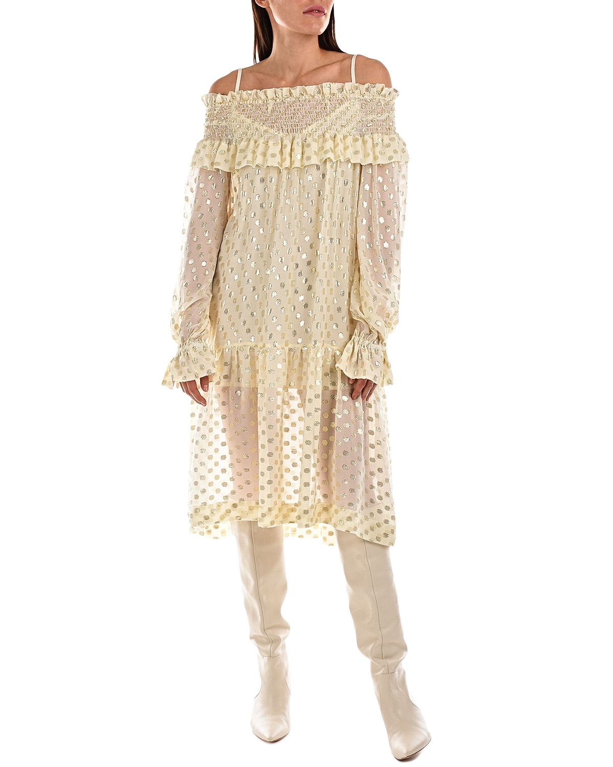 Шелковое платье в горошек Parosh, размер 40, цвет нет цвета - фото 2
