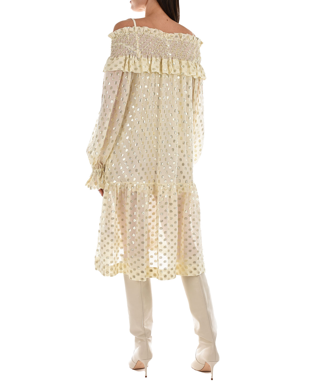 Шелковое платье в горошек Parosh, размер 40, цвет нет цвета - фото 4