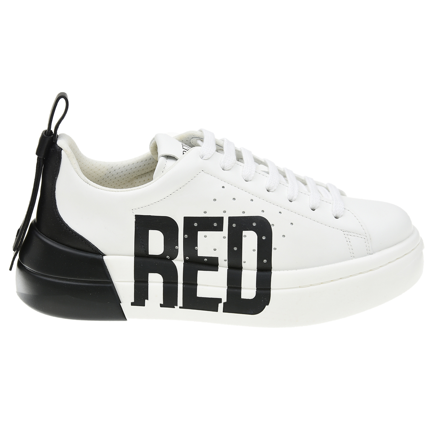 Черно-белые кроссовки с контрастным логотипом Red Valentino, размер 39, цвет белый - фото 2