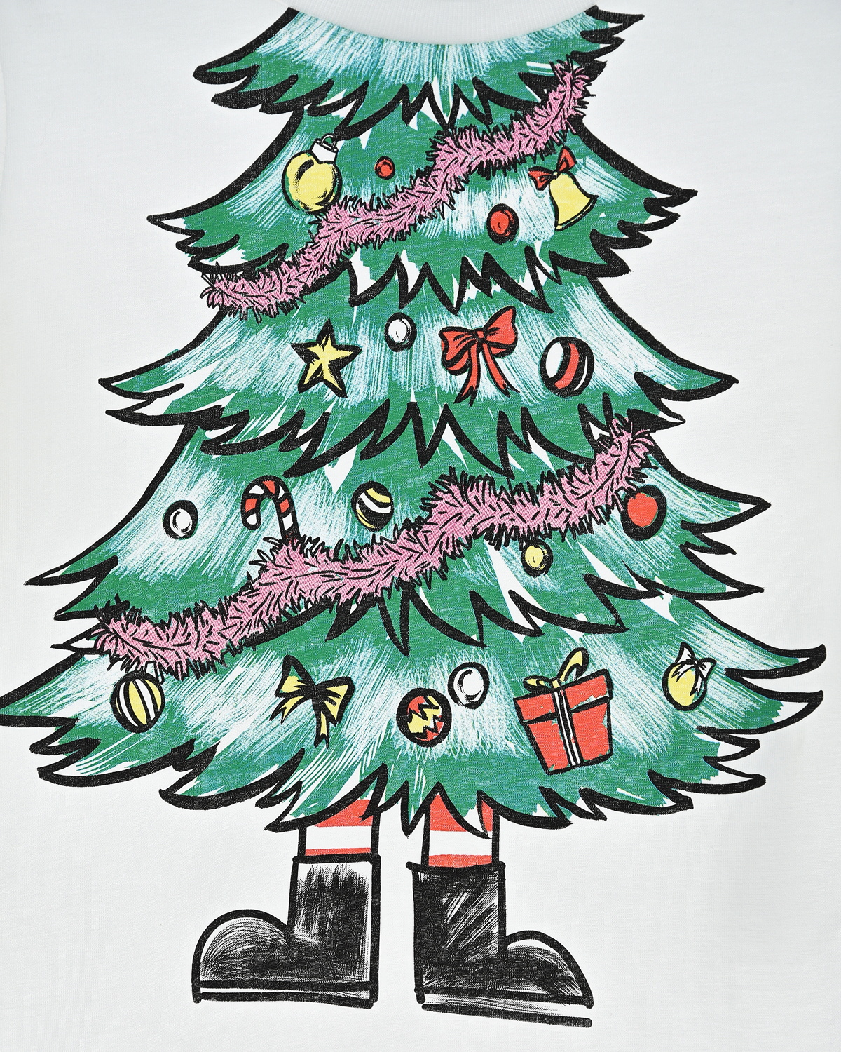 Белая толстовка с принтом "новогодняя елка" Stella McCartney детская, размер 92, цвет белый - фото 3