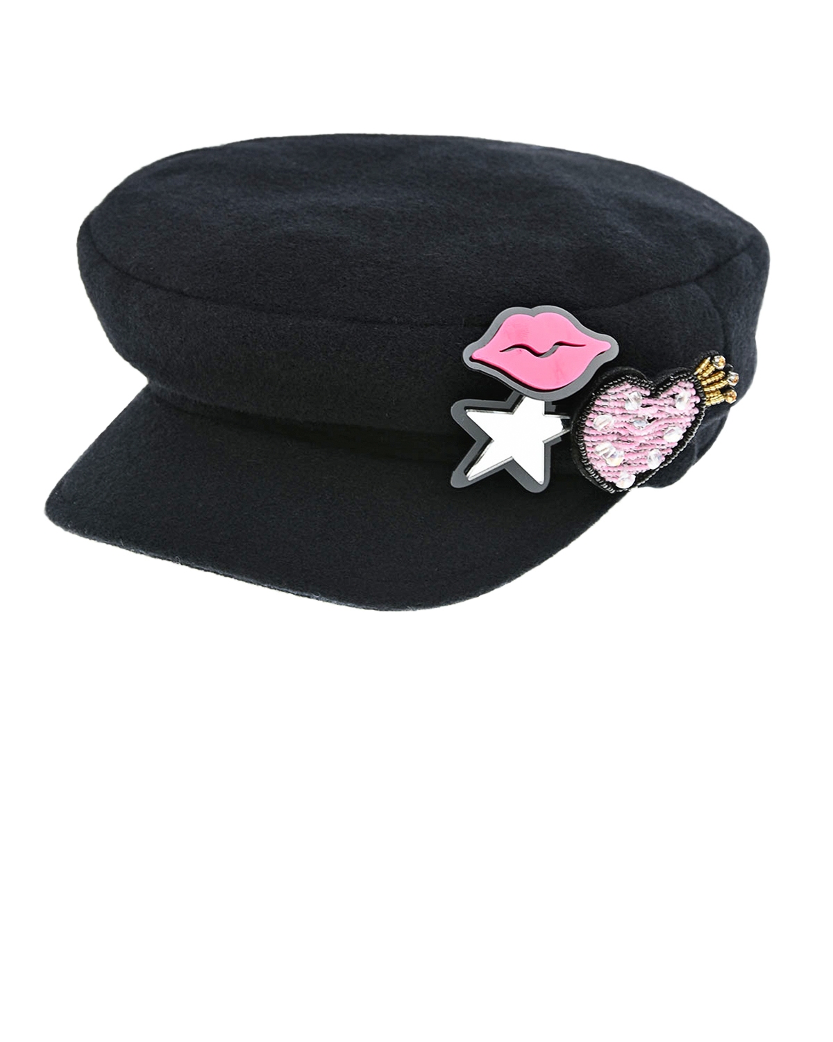 Шерстяная кепка с патчами Regina детская, размер 57, цвет черный