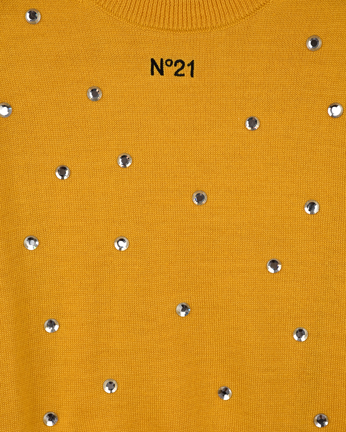 Джемпер со стразами No. 21 детский, размер 140, цвет желтый - фото 3
