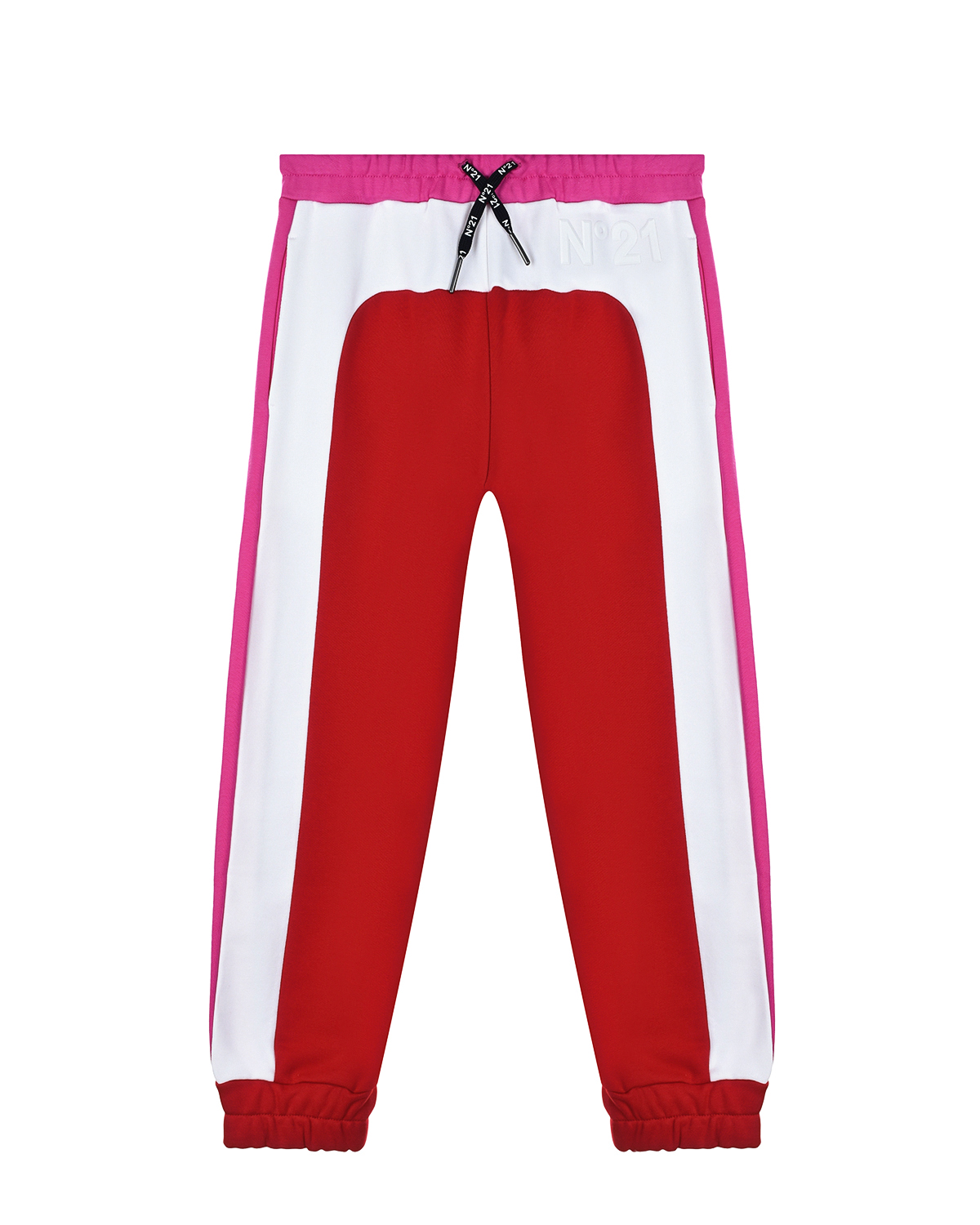 Красные спортивные брюки в стиле color block No. 21 детские, размер 128, цвет мультиколор - фото 1