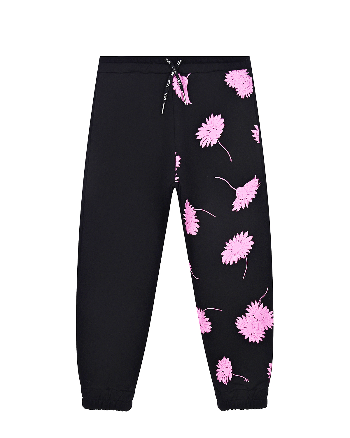 Черные спортивные брюки с цветочным принтом No. 21 детские, размер 140 - фото 1