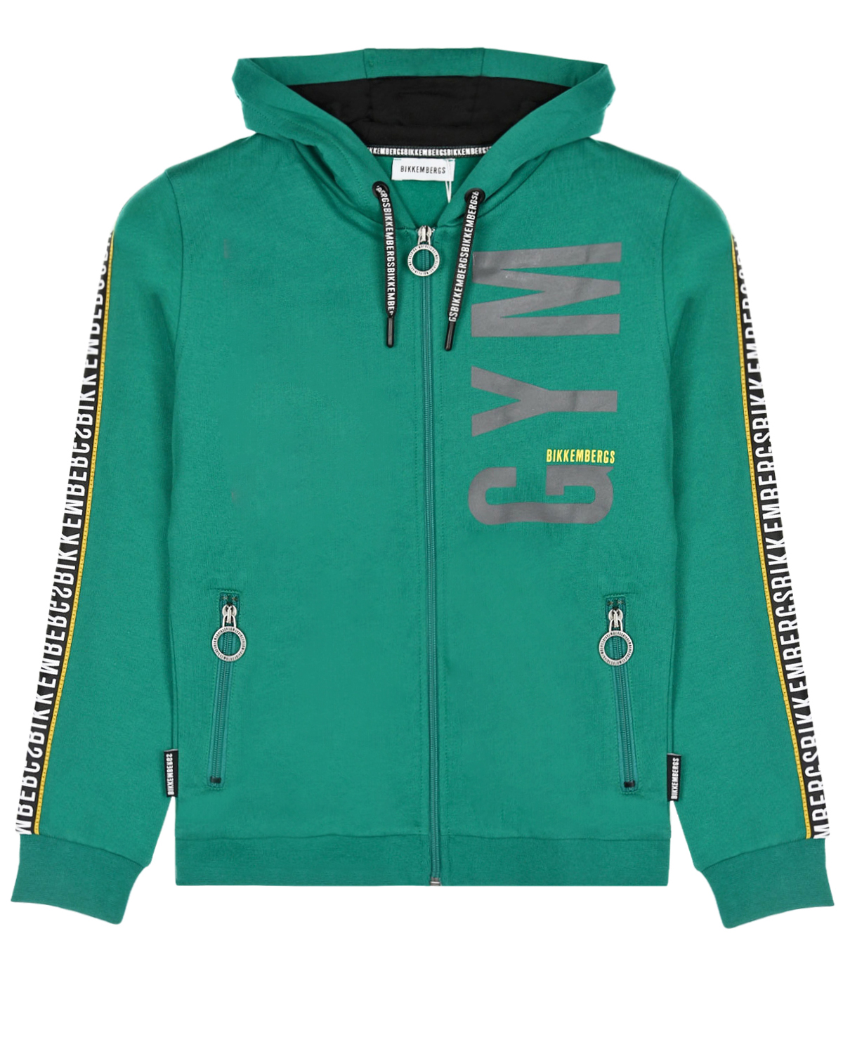 Зеленая спортивная куртка с лампасами Bikkembergs детская, размер 116, цвет зеленый