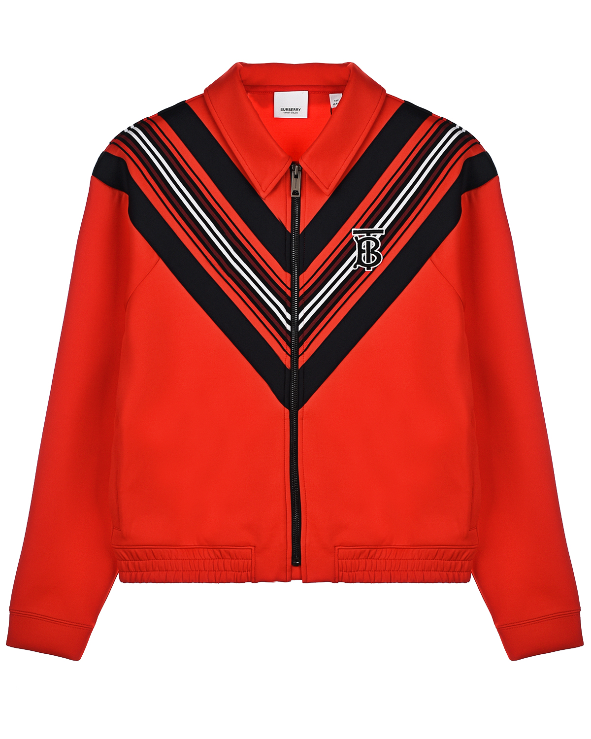 Красная спортивная куртка с отделкой в полоску Burberry детская, размер 140, цвет красный