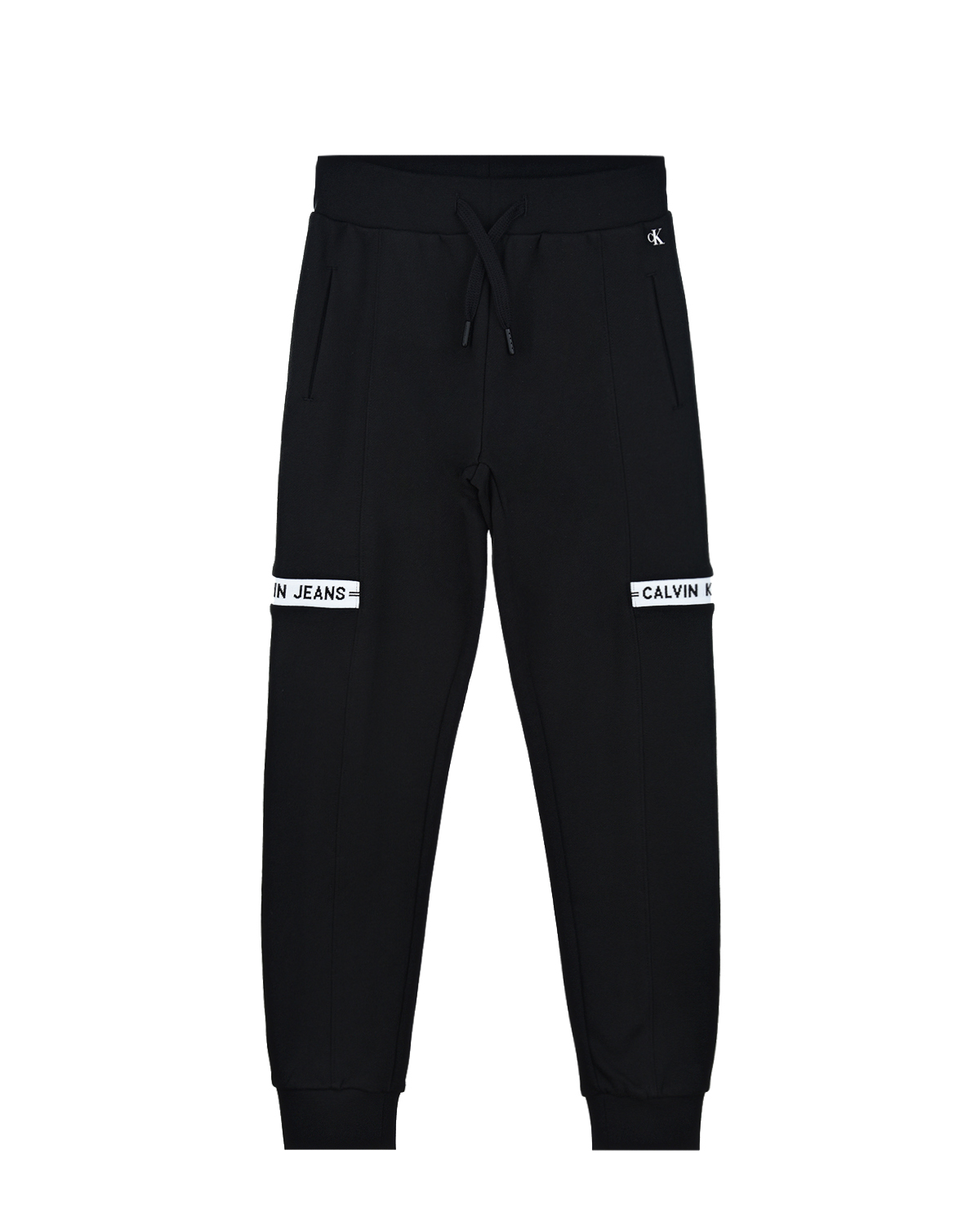Черные спортивные брюки с лого на коленях Calvin Klein детские, размер 140, цвет черный - фото 1