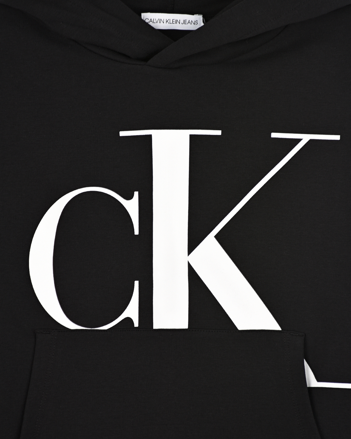 Черная толстовка-худи с белым логотипом Calvin Klein детская, размер 152, цвет черный - фото 3