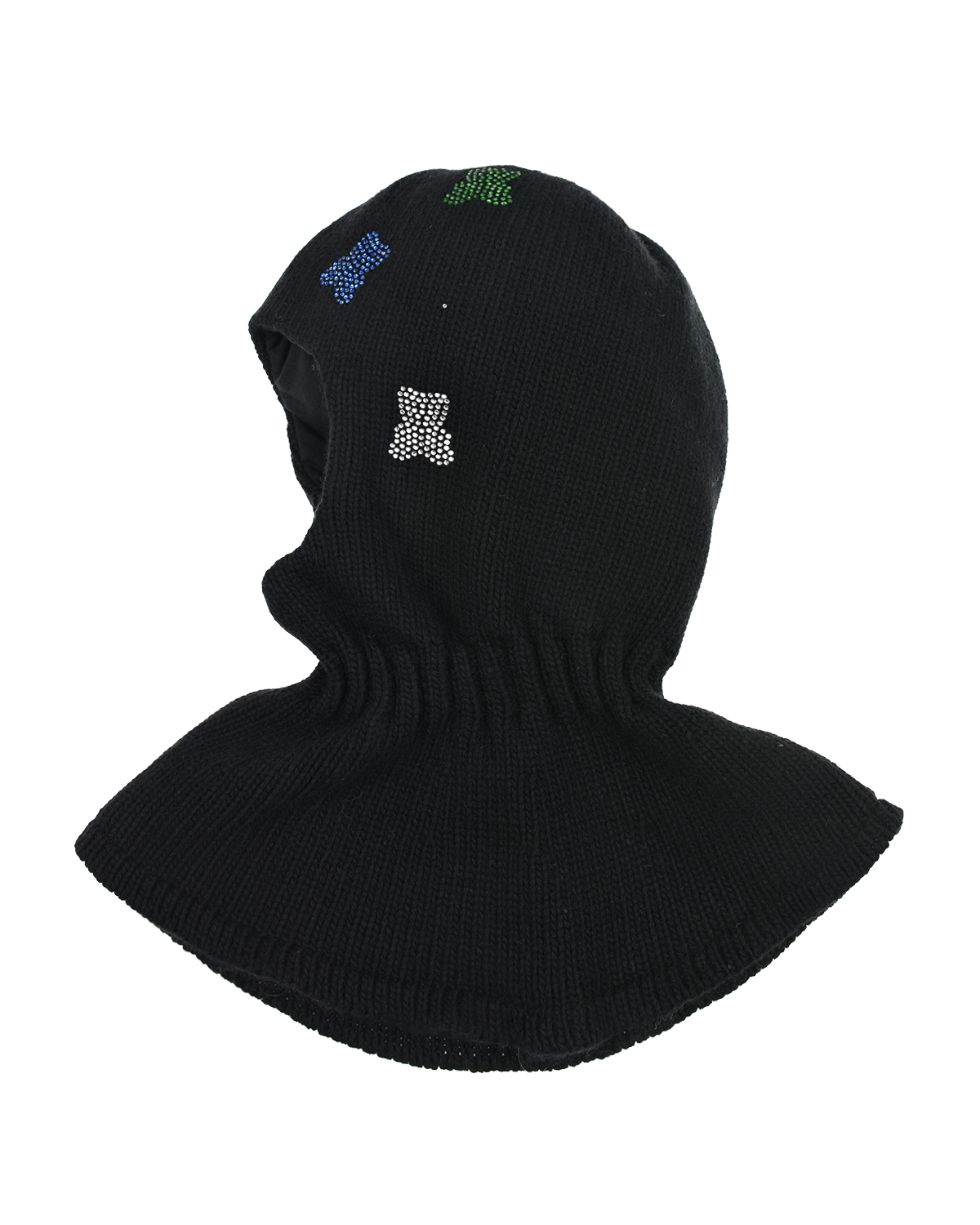 Черная шапка-шлем с медвежатами из страз Chobi детская, размер 53, цвет черный