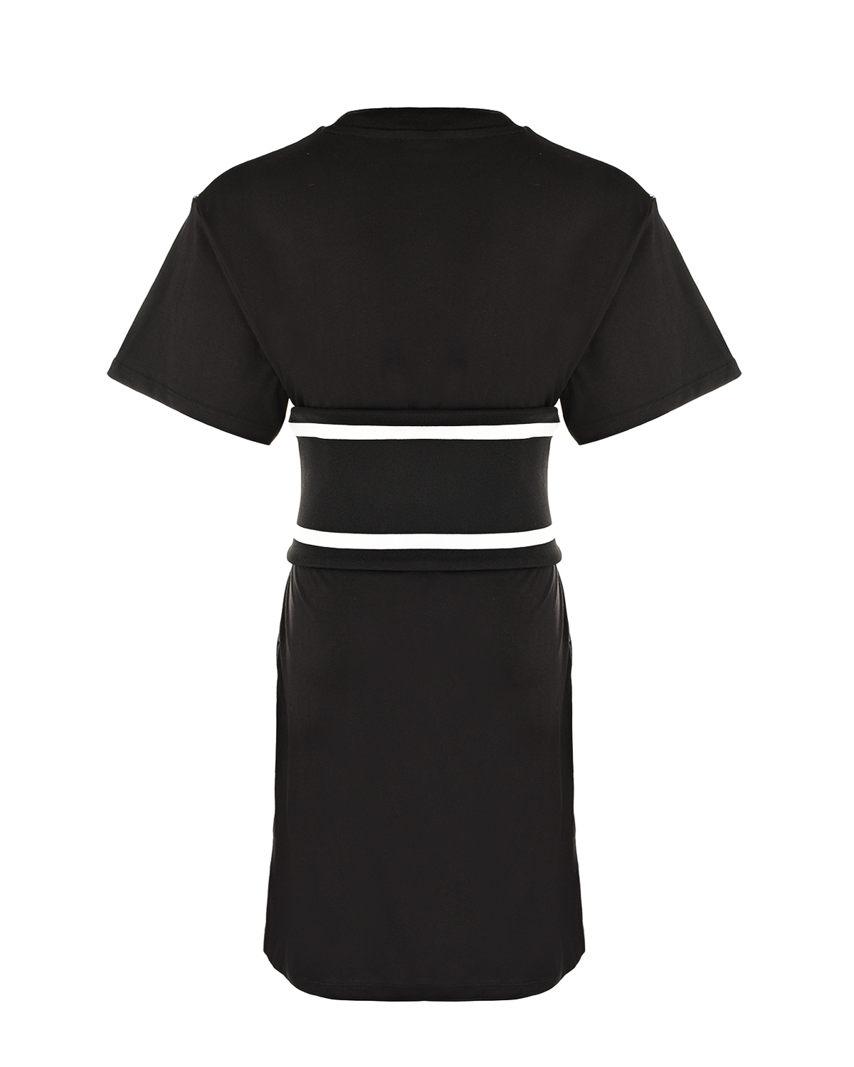 Черное приталенное платье с поясом DKNY детское, размер 140, цвет черный - фото 2