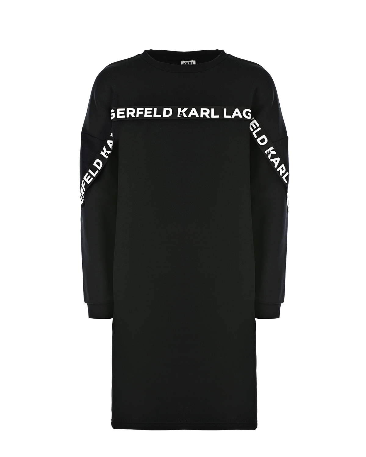 Черное трикотажное платье Karl Lagerfeld kids детское, размер 140, цвет черный - фото 1
