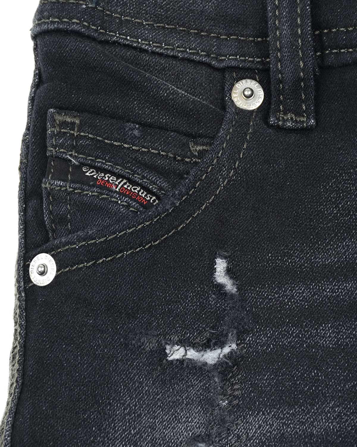 Черные джинсы с разрезами Diesel детские, размер 98, цвет черный - фото 5